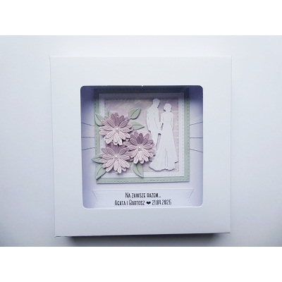 Kartka ślubna handmade w ozdobnym pudełku