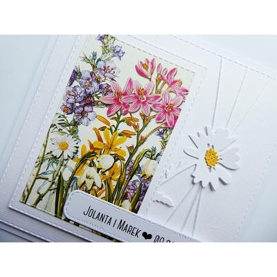 Kartka handmade na ślub z imionami i datą