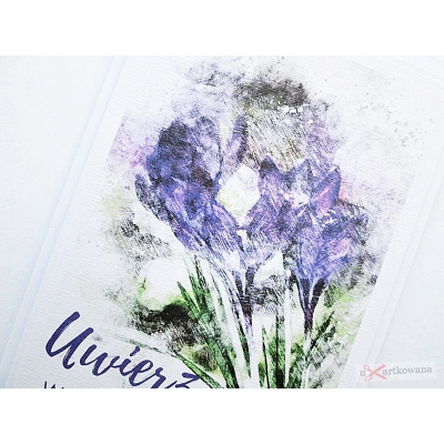 Uniwersalna kartka z fioletowymi kwiatami