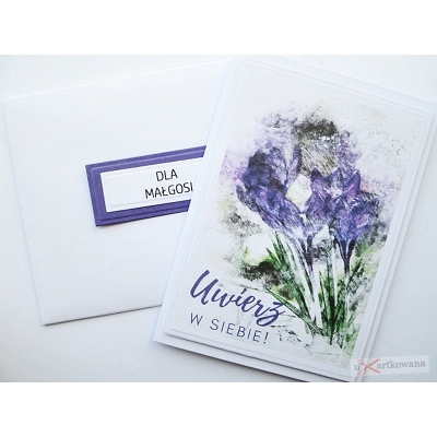 Kartka Motywacyjna - fioletowe kwiaty