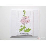 Biało-różowa kartka na ślub z malwą