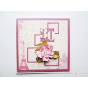 Kremowo-różowa kartka urodzinowa
